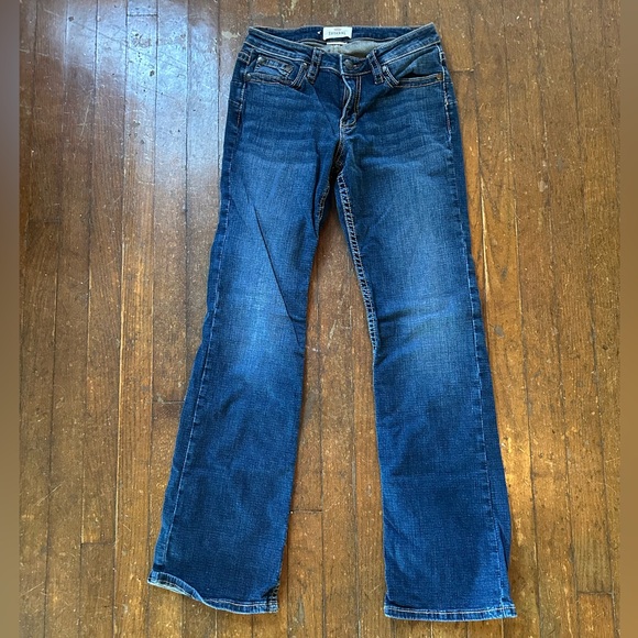 Shyanne Women's Blue Relaxed Jeans with Tan Embroidery - Picture 3 of 8